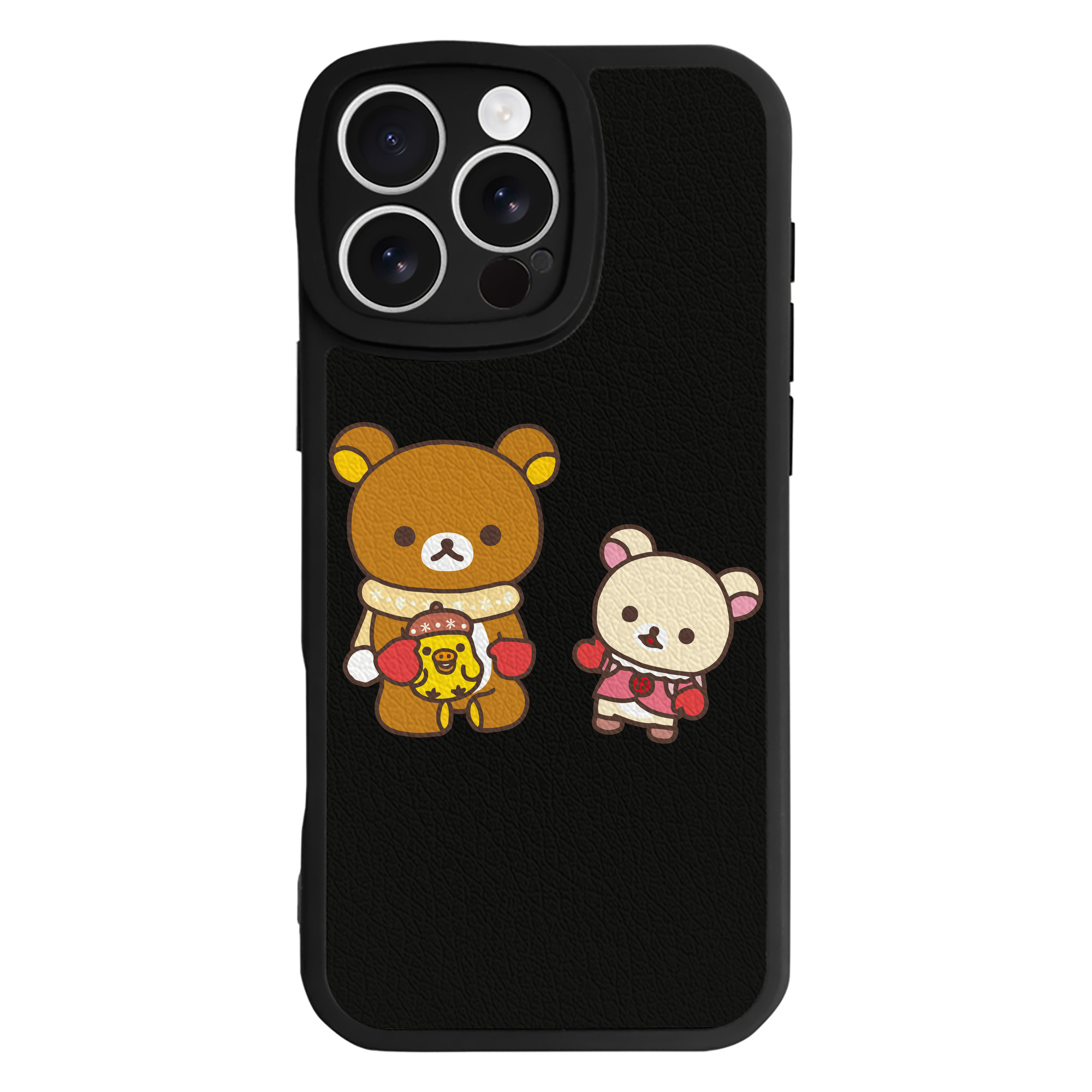 （画像用） リラックマ リラックマ キイロイトリ Rilakkuma Korilakkuma Kiiroitori 【iPhone 16シリーズ対応】シリコンスマホケース（レザー調） 材質：シリコン